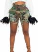 camo chic: mid-length ripped jean shorts for women with high waisted denim short pants by famnbro logo