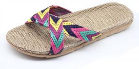 img 2 attached to 👡 FRALOSHA Women's Flax Cross Slippers: Indoor/Outdoor Breathable House Shoes/Sandals