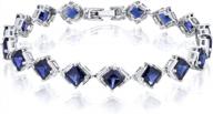 stunning peora 12 carat blue sapphire tennis bracelet - 925 sterling silver, 16 princess cut stones, 7 1/4 inch length logo