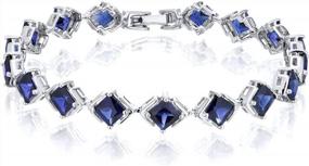 img 4 attached to Stunning Peora 12 Carat Blue Sapphire Tennis Bracelet - 925 Sterling Silver, 16 Princess Cut Stones, 7 1/4 Inch Length