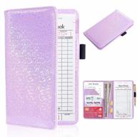 acdream waitress server book set with guest book, leather wallet, and receipt holder in light pink glitter - ideal waiter accessories логотип