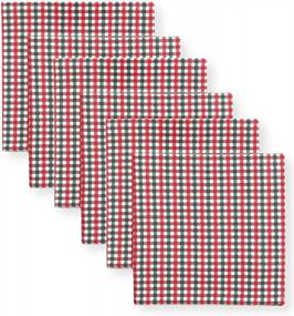 img 4 attached to Folkulture Holly Plaid Cloth Napkins: 100% Cotton, Reusable, Boho & Farmhouse Table Decor - Set Of 6