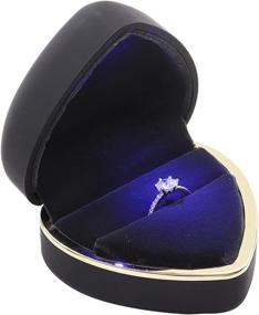 img 3 attached to GBYAN Ring Box With LED Light For Proposal, Engagement, Wedding Ceremony Heart Shaped Jewelry Ring Box