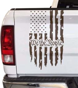 img 4 attached to Greenyef Graphics We The People Distressed American USA US Flag Truck Tailgate Vinyl Decal Preamble Of The US Constitution Compatible With Most Pickup Trucks - Rear Car Sticker (11&#34