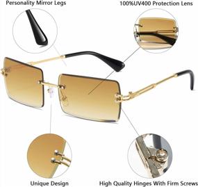 img 3 attached to Rimless Rectangle Sunglasses For Women Men Ultralight UV400 Eyewear Unisex - AISSWZBER Fashion Square Glasses