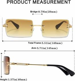 img 1 attached to Rimless Rectangle Sunglasses For Women Men Ultralight UV400 Eyewear Unisex - AISSWZBER Fashion Square Glasses