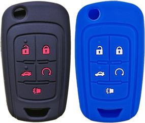 img 4 attached to 🔑 2-Pack Coolbestda Rubber Key Fob Cover for Chevrolet Equinox Camaro Cruze Malibu Sonic Volt Park - Remote Case Skin Jacket Holder Protector