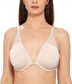 img 4 attached to Comfortable Plus Size Racerback Bra With Front Closure - DELIMIRA'S Seamless Underwire Design For Women
