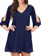 noctflos shift dress for women: casual, 3/4 sleeves, v-neckline, chiffon fabric, short length - perfect for parties логотип