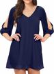 noctflos shift dress for women: casual, 3/4 sleeves, v-neckline, chiffon fabric, short length - perfect for parties logo