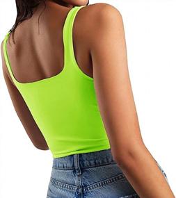 img 3 attached to 💪 GEMBERA Women's Sleeveless Strappy Square Neck Crop Tank: Sexy, Fitted & Stretchy for Gym Workouts