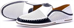 img 2 attached to Men'S Genuine Leather Loafers Slip-On Shoes Fashion Casual Soft Summer Driving Footwear