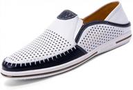 men's genuine leather loafers slip-on shoes fashion casual soft summer driving footwear logo