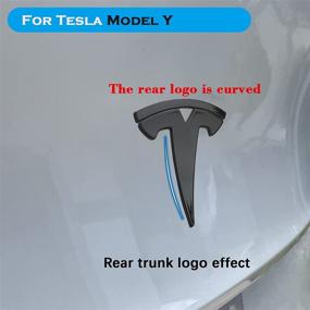 img 1 attached to 🚗 Tesla Model Y Steering Wheel/Front Trunk/Rear Trunk Logo Emblem Stickers 3PCS/Set - Gloss Black- Upgraded SEO