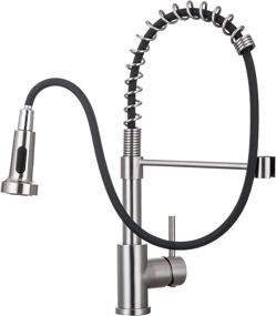 img 4 attached to WEWE Stainless Steel Kitchen Sink Faucet With Pull Down Sprayer And Single Handle – Brushed Nickel Finish Perfect For Commercial, Industrial, And Farmhouse Kitchens