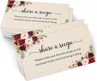 321done red roses share a recipe card (set of 50) 3.5" x 2" kraft - little floral recipe request card for bridal shower invitation, keepsake, heavy cardstock, matching recipe cards - made in usa logo