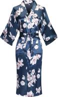 women's floral satin kimono bathrobe nightgown long dress gown for wedding party logo