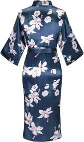img 3 attached to Women'S Floral Satin Kimono Bathrobe Nightgown Long Dress Gown For Wedding Party