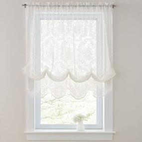 img 3 attached to BrylaneHome Vintage Lace Balloon Shade Window Curtain, Ivory Beige