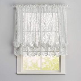 img 2 attached to BrylaneHome Vintage Lace Balloon Shade Window Curtain, Ivory Beige