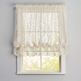 img 1 attached to BrylaneHome Vintage Lace Balloon Shade Window Curtain, Ivory Beige