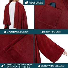 img 2 attached to PAVILIA Premium Fleece Blanket With Sleeves: Super Soft, Warm & Cozy Wearable Throw For Women Men Adult - Wine Red (Regular Pocket)
