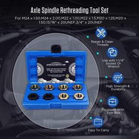 img 3 attached to DUOYI Axle Spindle Rethreading Tool Set - M20, 22, 24 13/16 3/4X20 UNEF Repair & Cleaning Threading Tools High-Strength Easy Storage Mechanic Tool Kit With 1-1/4" Socket