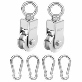 img 4 attached to 2Pcs U Type Pulley Block For Lifting: 34MM 304 Stainless Steel System For Many Uses - TooTaci