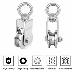 img 2 attached to 2Pcs U Type Pulley Block For Lifting: 34MM 304 Stainless Steel System For Many Uses - TooTaci