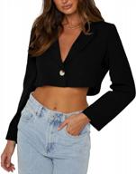 gamisote women's lightweight cropped blazer with button down, oversized and fashionable long sleeve jacket logo