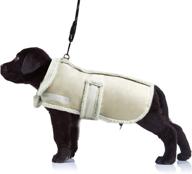 beige white dog jacket: berber fleece winter coat 🧥 for medium to large dogs - windproof, warm, thick sweater apparel логотип