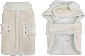 img 1 attached to Beige White Dog Jacket: Berber Fleece Winter Coat 🧥 for Medium to Large Dogs - Windproof, Warm, Thick Sweater Apparel