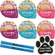 🐱 friskies lil soups for cats bundle: 3 flavor variety pack with shrimp, sockeye salmon, and tuna (1.2 ounces); includes 2 bonus mesh kitty toys and car paw magnet! логотип