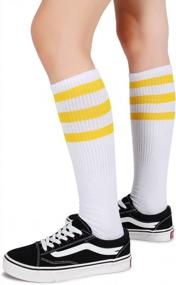 img 1 attached to Pareberry Retro Cotton Over-The-Calf Socks With Classic Triple Stripes