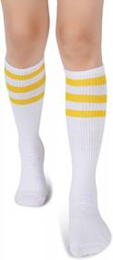 img 3 attached to Pareberry Retro Cotton Over-The-Calf Socks With Classic Triple Stripes