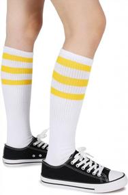 img 2 attached to Pareberry Retro Cotton Over-The-Calf Socks With Classic Triple Stripes