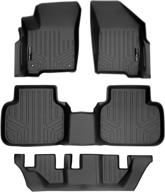 maxliner custom fit floor mats for 2012-2020 dodge journey – 3 row liner set in black with 1st row dual floor hooks logo