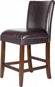 img 4 attached to Upgrade Your Home Decor With Brown Faux Leather Bar Stools - 24 Inch Decorative Home Furniture From Homepop