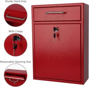img 2 attached to Secure Your Mail With KYODOLED Steel Key Lock Mailbox - Wall Mounted Outdoor Collection Box - Red Extra Large, 16.2H X 11.22L X 4.72W Inches
