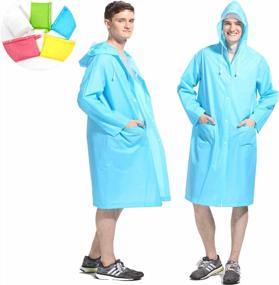 img 4 attached to Оставайтесь сухими с длинным тренчем HLKZONE Куртка-пончо от дождя - поставляется с карманами и многоразовым мешочком!