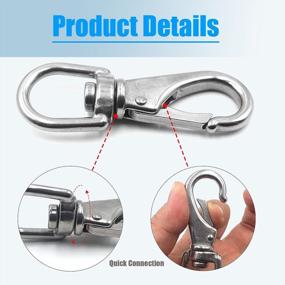 img 2 attached to Mixiflor 3.5" Stainless Steel Swivel Eye Snap Hook - Heavy Duty Rotating Spring Loaded Clips For Flag Poles, Scuba Diving, Dog Leashes, Keychains, Boat Anchor Ropes, Bird Feeders - Pack Of 8