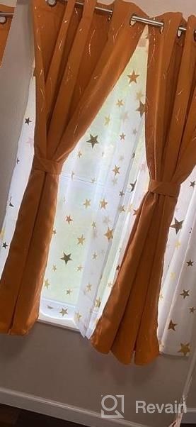 img 1 attached to Kotile Sheer Door Curtain Panels With Gold Foil Star Pattern - Perfect For Nursery Or Kid'S Bedroom (2 Panels, 52X63 Inches) review by Roger Alexander