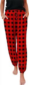img 4 attached to Comfortable Plaid Lounge Pants With Pockets For Women By MAXMODA