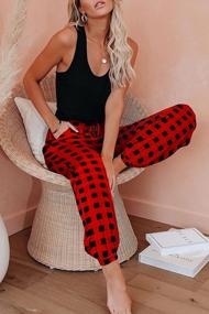 img 3 attached to Comfortable Plaid Lounge Pants With Pockets For Women By MAXMODA