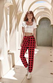 img 2 attached to Comfortable Plaid Lounge Pants With Pockets For Women By MAXMODA