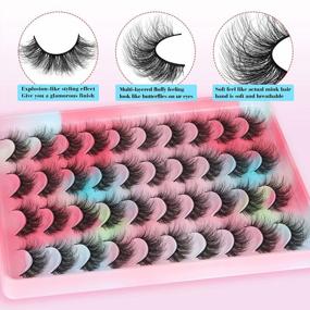 img 2 attached to 20 Pairs Of Newcally Mink Natural Wispy 5D Volume False Eyelashes With Fluffy, Curly Russian Strip Design - Reusable, Soft And Flexible Bulk Pack Of Fake Eyelashes For Striking Eye Makeup