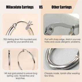 img 2 attached to 14K Real Gold Plated Chunky Hoop Earrings With Sterling Silver Post Hypoallergenic - Small, Medium & Large Sizes (15-70Mm) For Women By Milacolato