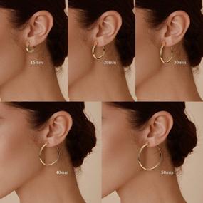 img 1 attached to 14K Real Gold Plated Chunky Hoop Earrings With Sterling Silver Post Hypoallergenic - Small, Medium & Large Sizes (15-70Mm) For Women By Milacolato