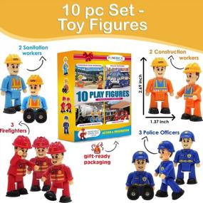 img 2 attached to 10-Set Toy People Figures - Community Helpers - Firefighters, Police Officers, Construction Workers - Play Action Little Figurines Playset Dollhouse Pretend Family Fireman For Toddlers Kids Boys Girls