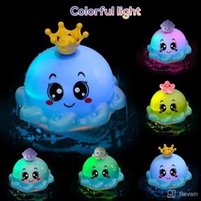 img 2 attached to ToyoFun Baby Bath Toy: 4 Water Spray Modes, Light Up Octopus Tub Toys for Toddlers with Auto-Rotation, Ocean Animals/Fountain Sprinkler/Flashing LED - Perfect for Boys and Girls